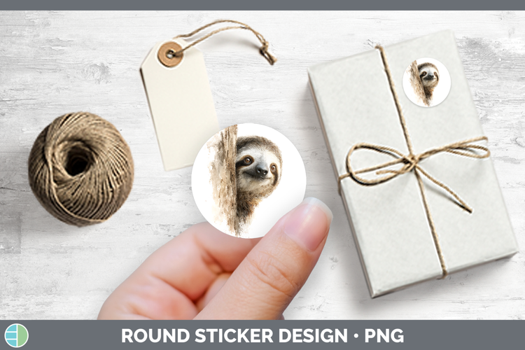 Sloth Animals Tree Peek Stickers Design