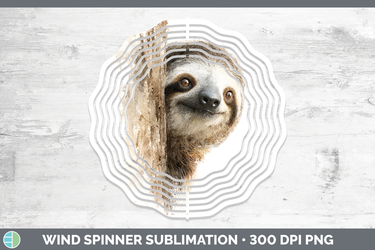 Sloth Animals Tree Peek Wind Spinner Sublimation Design