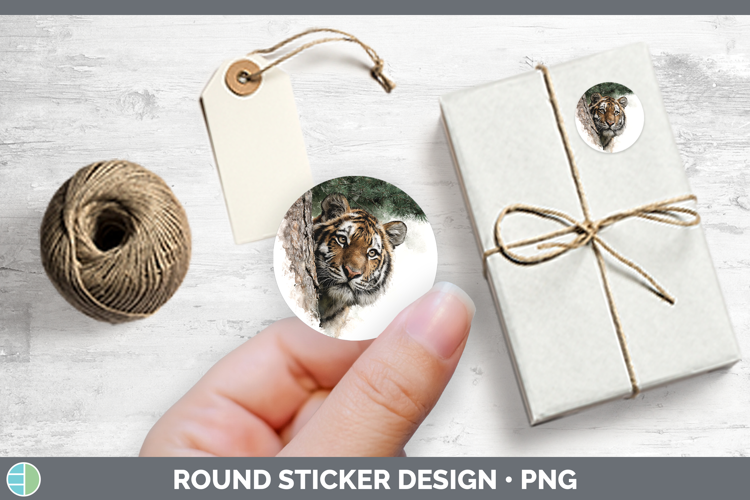Tiger Animals Tree Peek Stickers Design