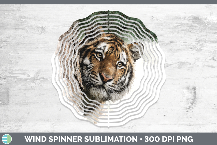 Tiger Animals Tree Peek Wind Spinner Sublimation Design