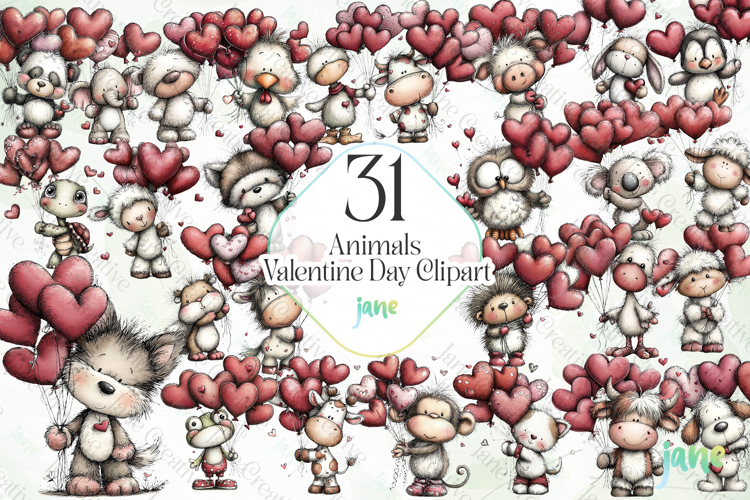 Animals Valentine Day Clipart