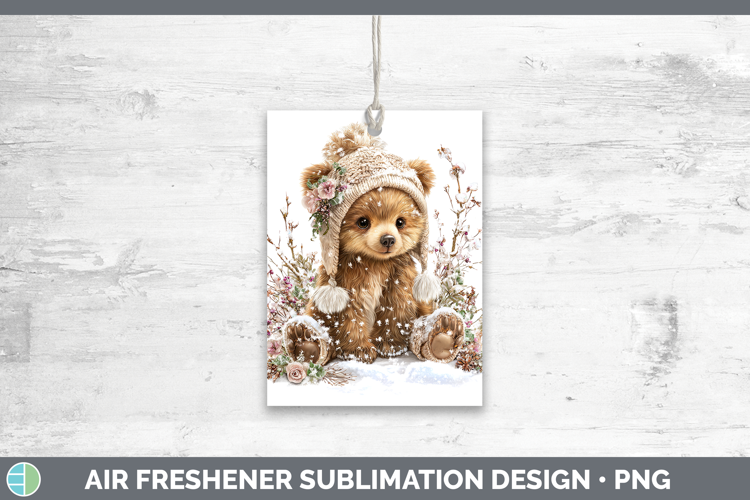 Bear Animals Winter Knit Hat Air Freshener Sublimation Desig