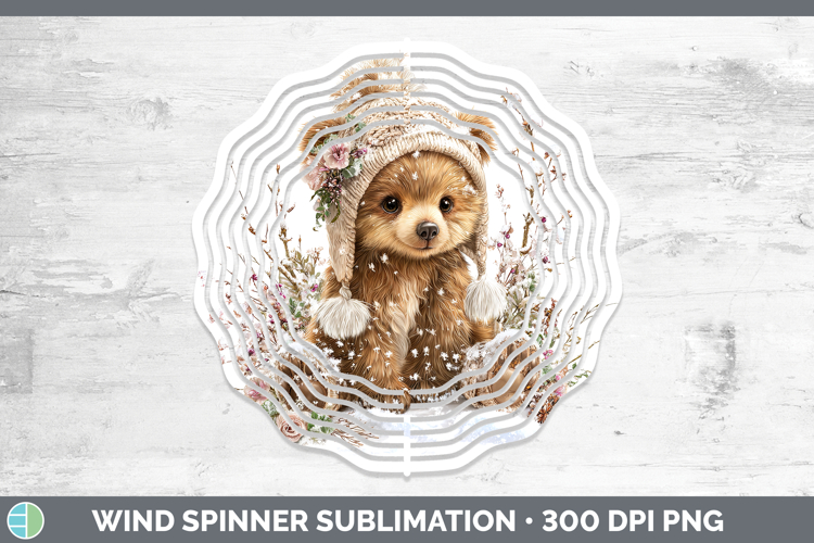 Bear Animals Winter Knit Hat Wind Spinner Sublimation Design