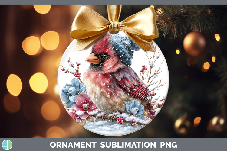 Cardinal Animals Winter Knit Hat Ornament Sublimation Design
