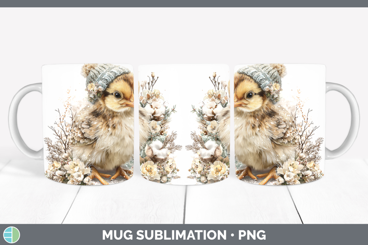 Chicken Animals Winter Knit Hat Mug Wrap Sublimation Design