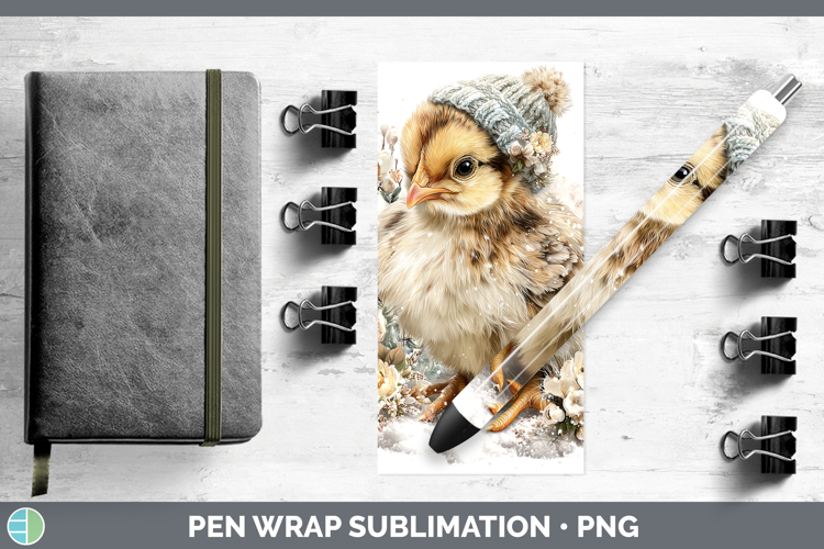 Chicken Animals Winter Knit Hat Pen Wrap Sublimation Design