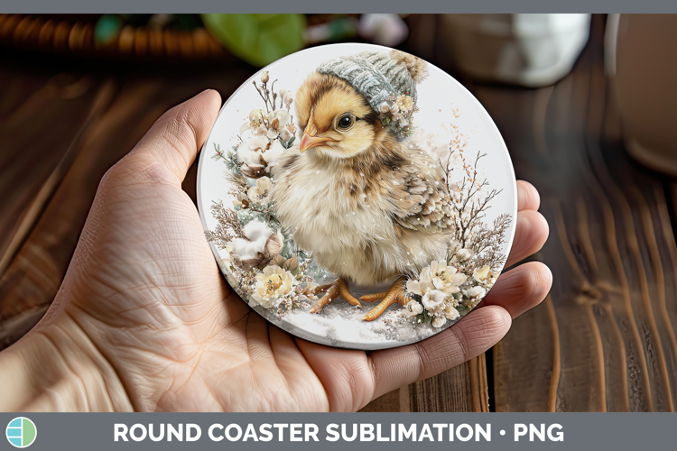 Chicken Animals Winter Knit Hat Round Coaster Sublimation De