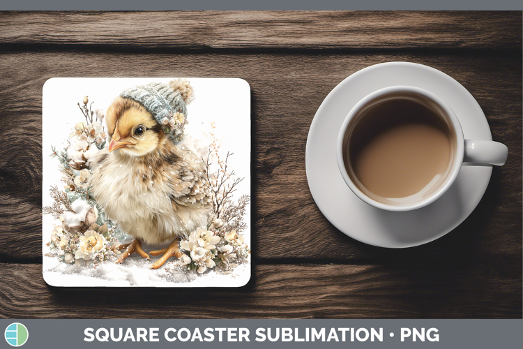 Chicken Animals Winter Knit Hat Square Coaster Sublimation D