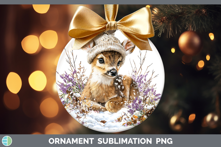 Deer Animals Winter Knit Hat Ornament Sublimation Design