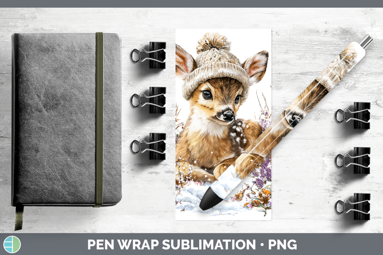 Deer Animals Winter Knit Hat Pen Wrap Sublimation Design
