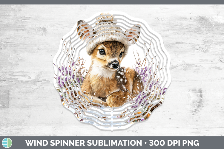 Deer Animals Winter Knit Hat Wind Spinner Sublimation Design
