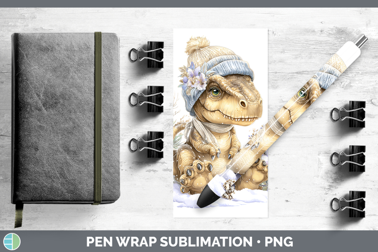 Dinosaur Animals Winter Knit Hat Pen Wrap Sublimation Design