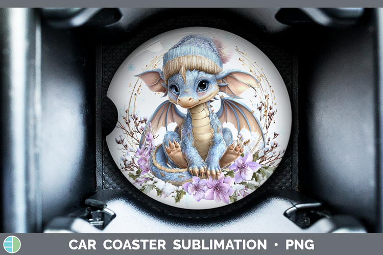 Dragon Animals Winter Knit Hat Car Coaster Sublimation Desig