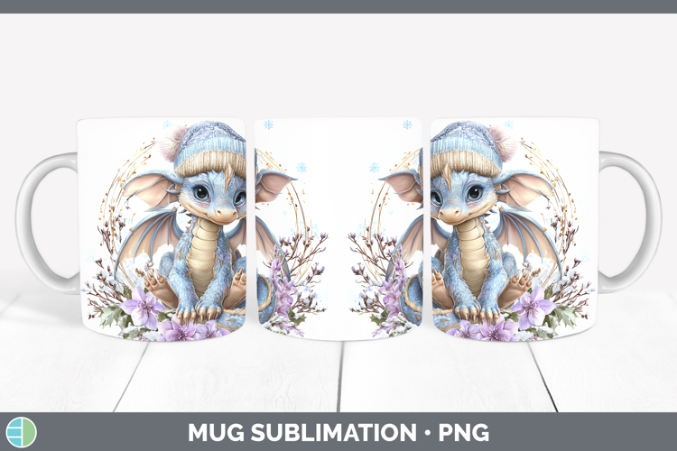 Dragon Animals Winter Knit Hat Mug Wrap Sublimation Design