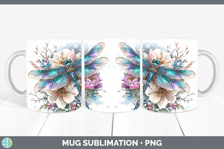 Dragonfly Animals Winter Knit Hat Mug Wrap Sublimation Desig