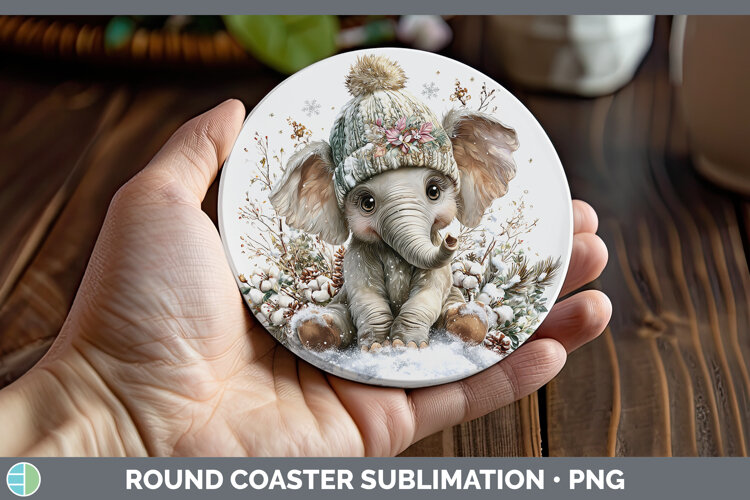 GorgeousAnimals Winter Knit Hat Round Coaster design.