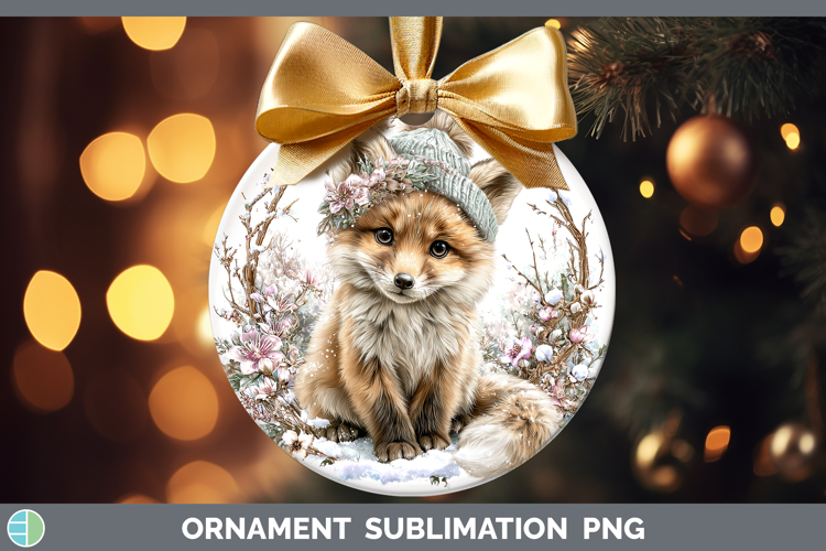 Fox Animals Winter Knit Hat Ornament Sublimation Design