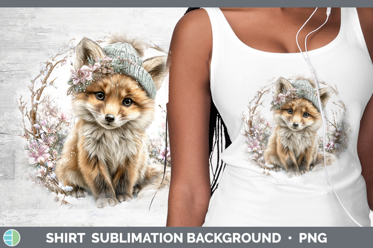 Fox Animals Winter Knit Hat Shirt Sublimation Design
