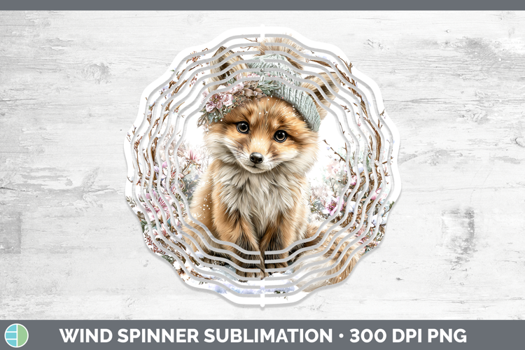 Fox Animals Winter Knit Hat Wind Spinner Sublimation Design