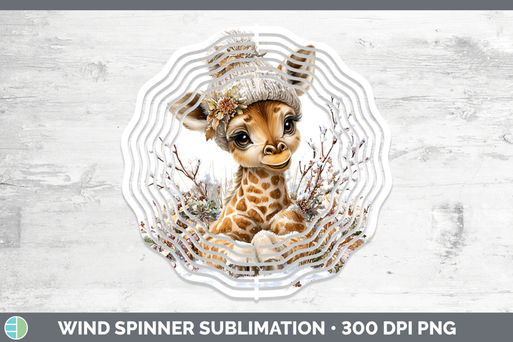 Giraffe Animals Winter Knit Hat Wind Spinner Sublimation Des