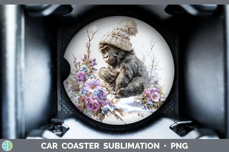 GorgeousAnimals Winter Knit Hat Car Coaster design.