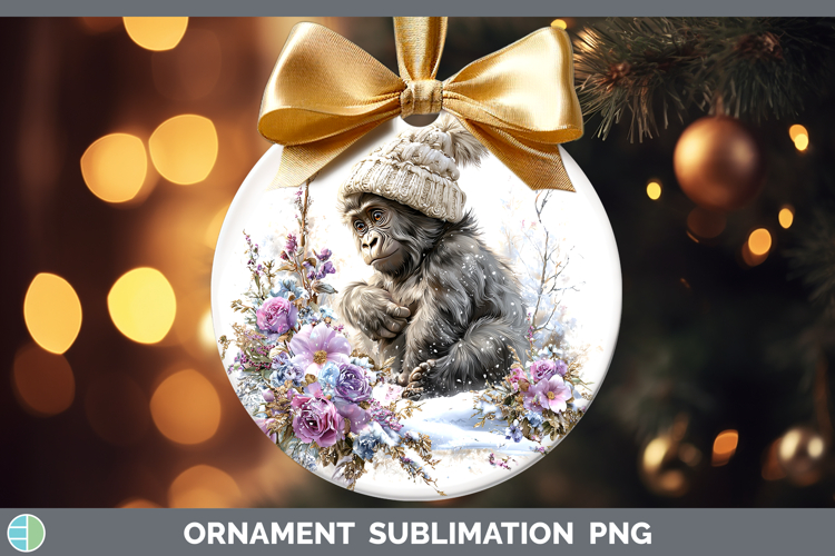 Gorilla Animals Winter Knit Hat Ornament Sublimation Design
