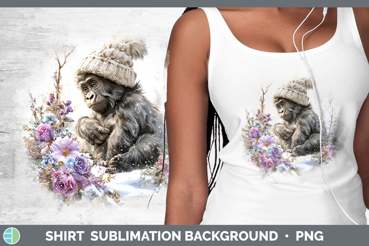 Gorilla Animals Winter Knit Hat Shirt Sublimation Design