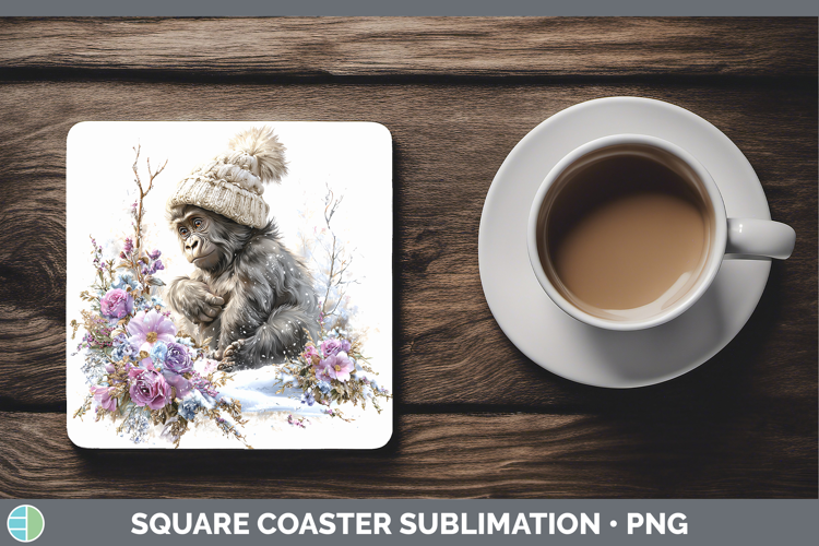 Gorilla Animals Winter Knit Hat Square Coaster Sublimation D