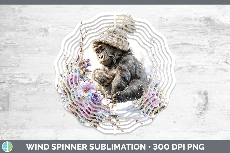 Gorilla Animals Winter Knit Hat Wind Spinner Sublimation Des