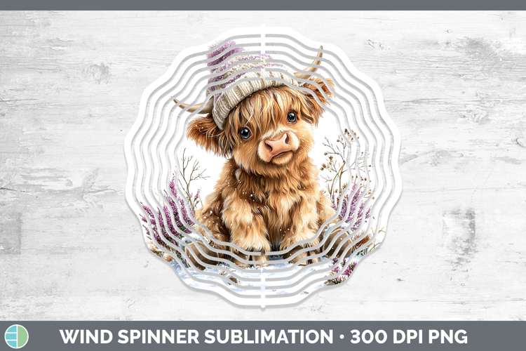 Highland Cow Animals Winter Knit Hat Wind Spinner Sublimatio