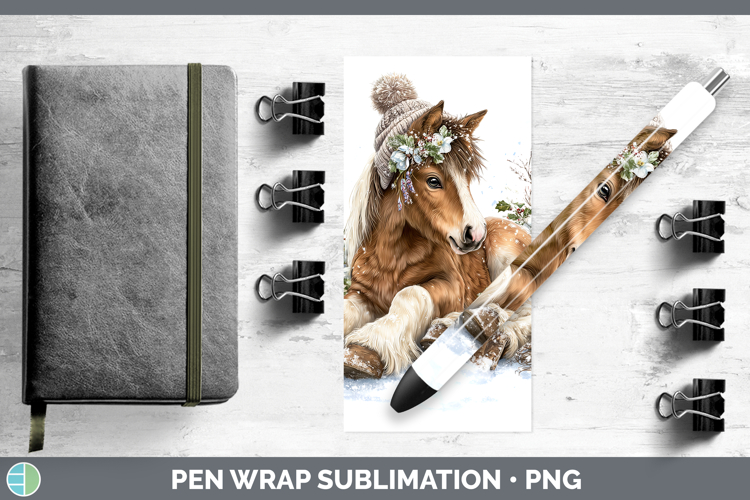 Horse Animals Winter Knit Hat Pen Wrap Sublimation Design