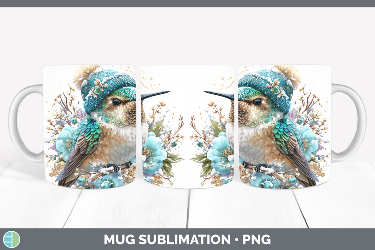Hummingbird Animals Winter Knit Hat Mug Wrap Sublimation Des
