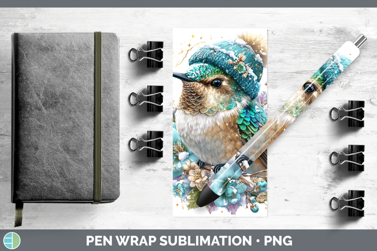 Hummingbird Animals Winter Knit Hat Pen Wrap Sublimation Des