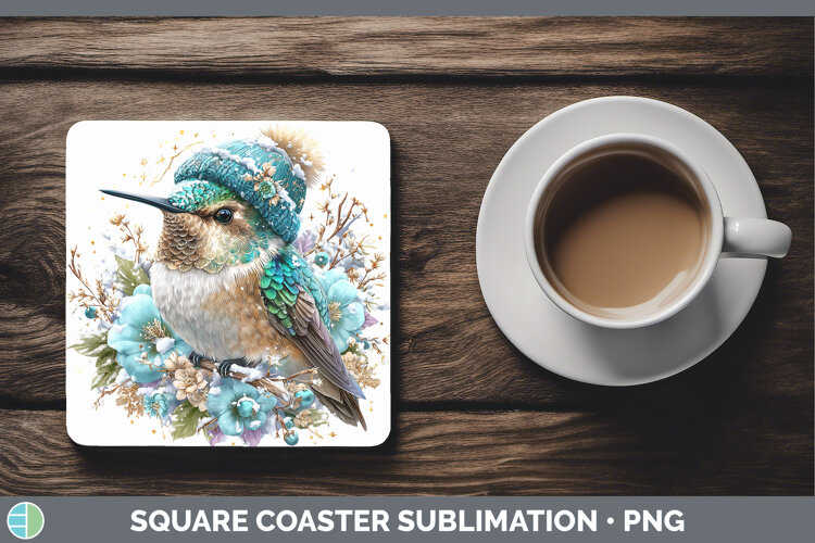 GorgeousAnimals Winter Knit Hat Square Coaster design.