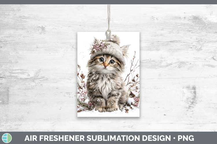 Kitten Animals Winter Knit Hat Air Freshener Sublimation Des