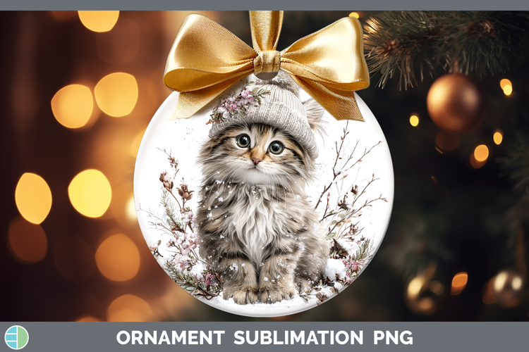 Kitten Animals Winter Knit Hat Ornament Sublimation Design