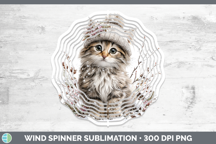 Kitten Animals Winter Knit Hat Wind Spinner Sublimation Desi