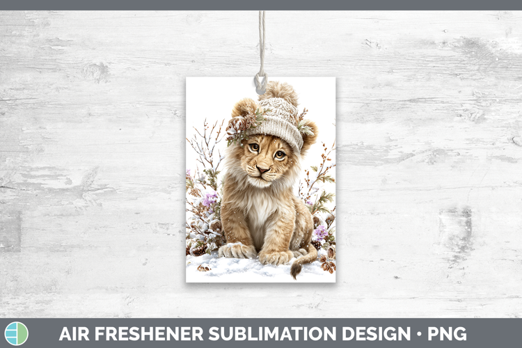 Lion Animals Winter Knit Hat Air Freshener Sublimation Desig