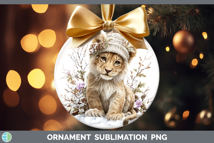 Lion Animals Winter Knit Hat Ornament Sublimation Design