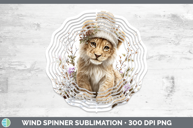 Lion Animals Winter Knit Hat Wind Spinner Sublimation Design