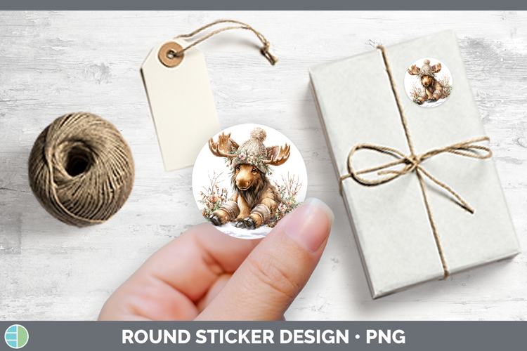 Moose Animals Winter Knit Hat Stickers Design