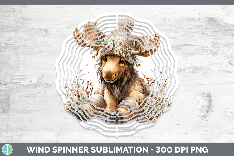 Moose Animals Winter Knit Hat Wind Spinner Sublimation Desig