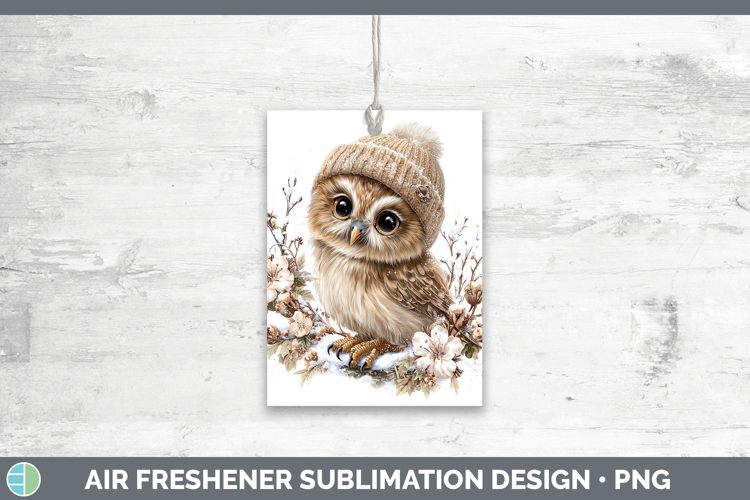 Owl Animals Winter Knit Hat Air Freshener Sublimation Design