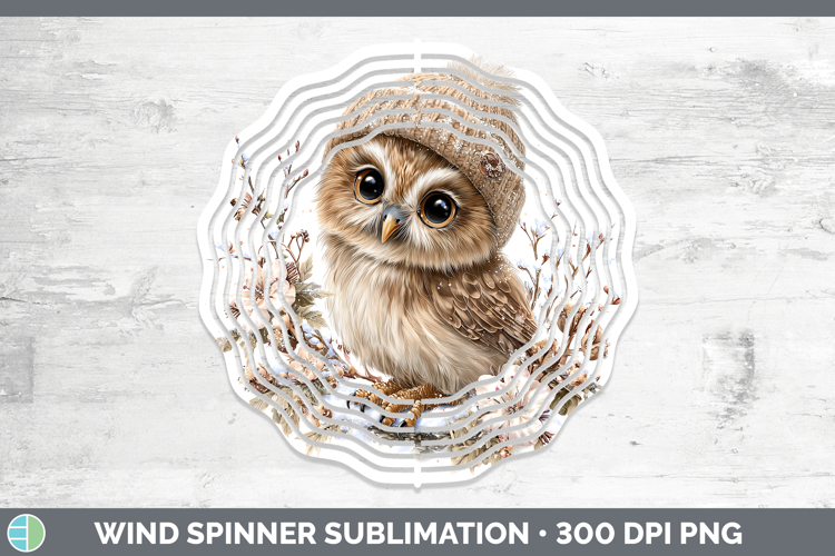 Owl Animals Winter Knit Hat Wind Spinner Sublimation Design