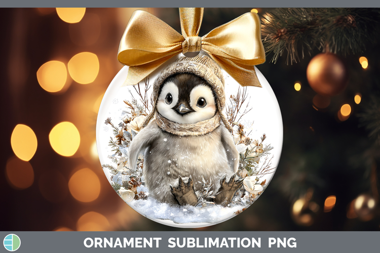 Penguin Animals Winter Knit Hat Ornament Sublimation Design