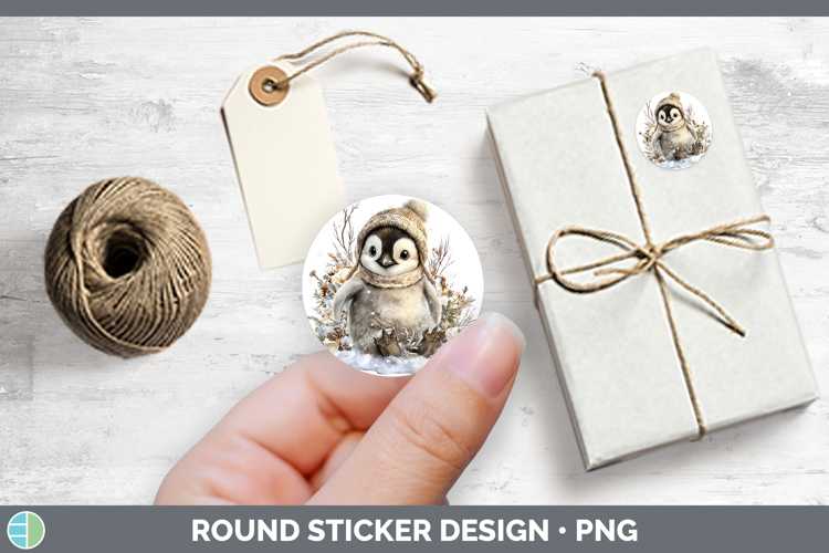 Penguin Animals Winter Knit Hat Stickers Design