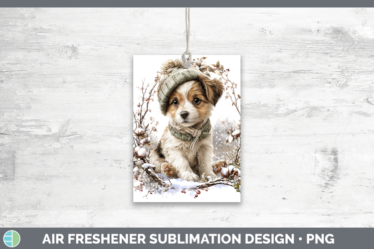 Puppy Animals Winter Knit Hat Air Freshener Sublimation Desi