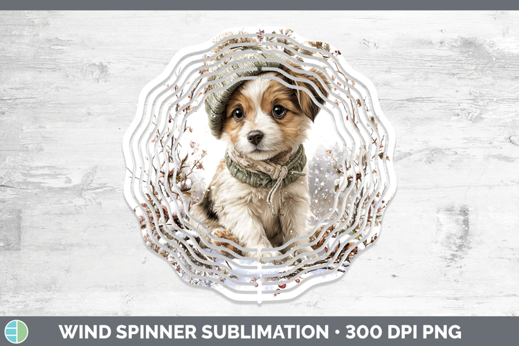 Puppy Animals Winter Knit Hat Wind Spinner Sublimation Desig