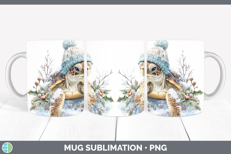 Sea Turtle Animals Winter Knit Hat Mug Wrap Sublimation Desi