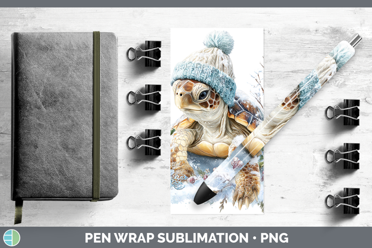 Sea Turtle Animals Winter Knit Hat Pen Wrap Sublimation Desi